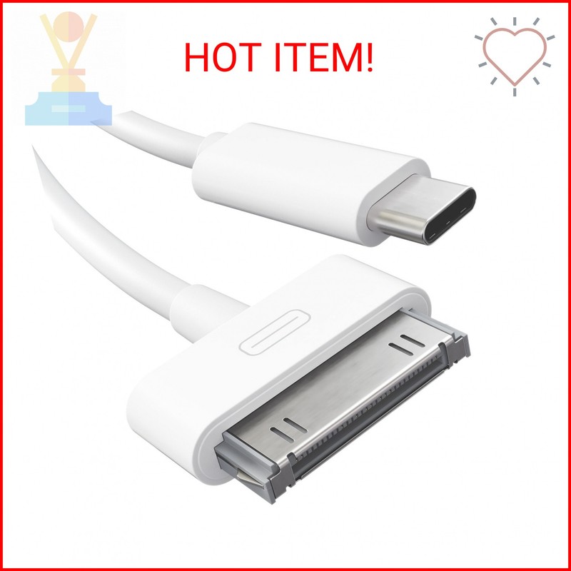 KabelDirekt 30-Pin to USB C Adapter Cable for iPhone 4S/4/3G/3/1, iPad 3/2/1, iP