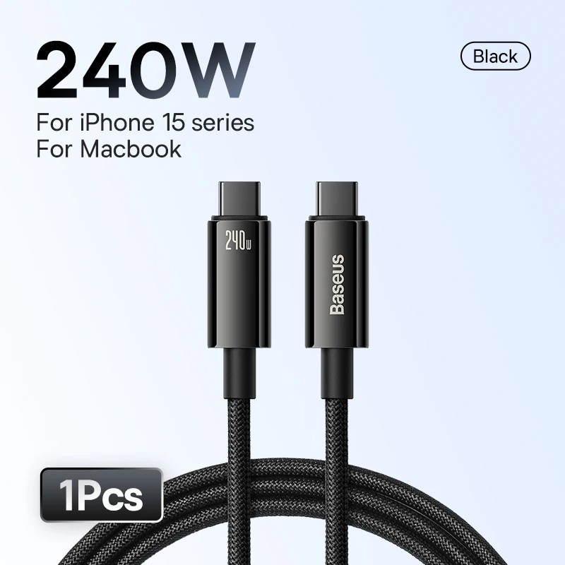 Fast Charger Cable - 240W USB C for Macbook iPhone 15 16 17 - Supercharge