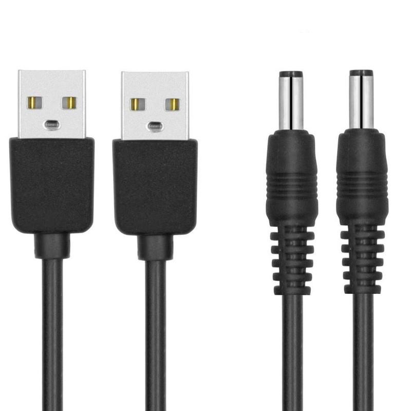 2 PCS USB DC Power Cord Cable 5.5mm x 2.1mm 5V Barrel Jack Plug Connector 1M