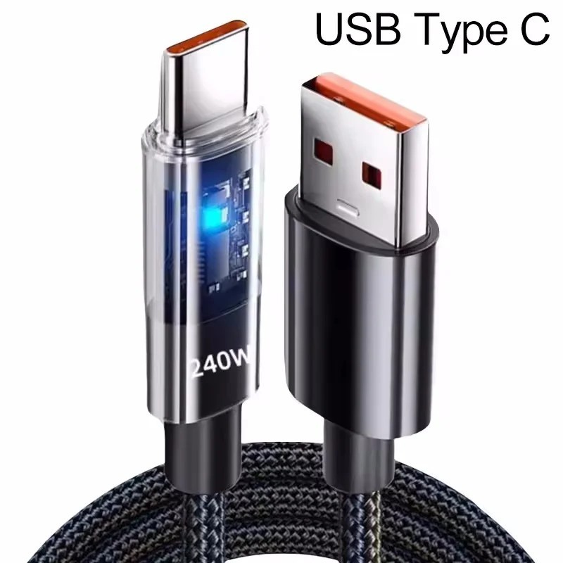 1/2M Length C -C 240W USB Type C Cable PD Fast Charging Phone Charger Data Cord