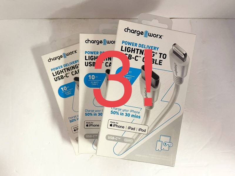 ChargeWorx CX4630WH 10 Ft Power Delivery ⚡️⚡️to USB-C Cable, White NEW FS!
