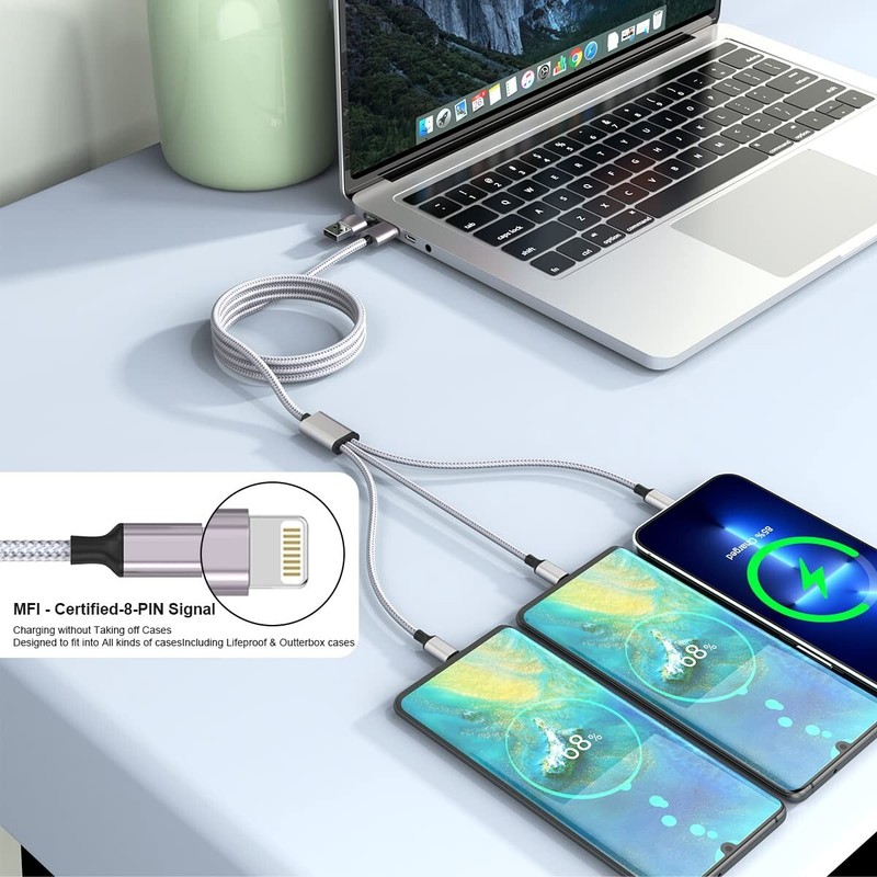 Multi 5 in 1 Universal USB C Fast Charging Cable 10FT/3M Long iPhone Charger gallery