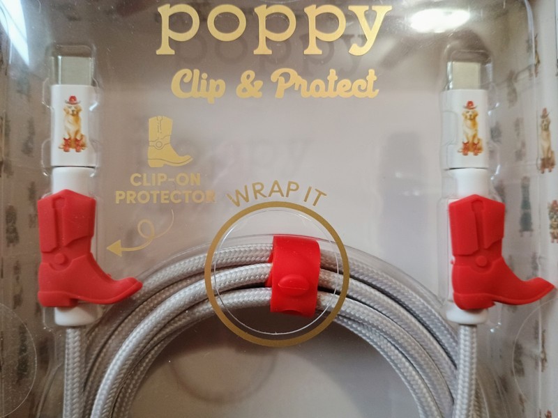 XO POPPY USB-C To USB-C Charging Cable 10 Ft Dogs Red Boots NEW gallery