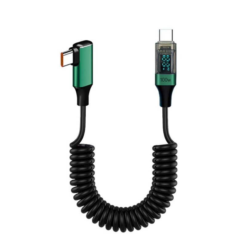 USB C 100W Power Delivery Charging Cord Wire with Digital Display Stretchable gallery