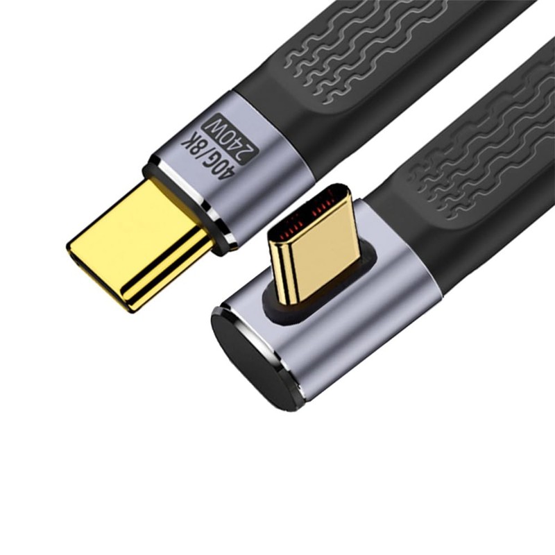 8K Flat Slim FPC Data Cable 240W Type-C USB-C Male to Male Low Profile Angled... gallery