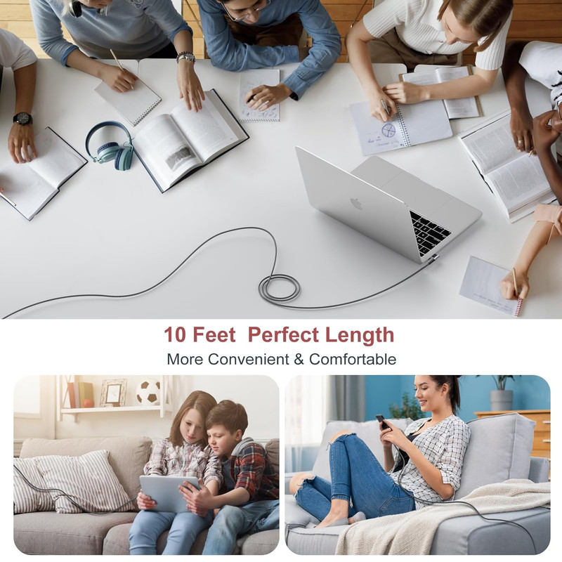 USB C to USB C Cable 10Ft, 2Pack USB C to C 90 Degree Right Angle Long USBC Cabl gallery