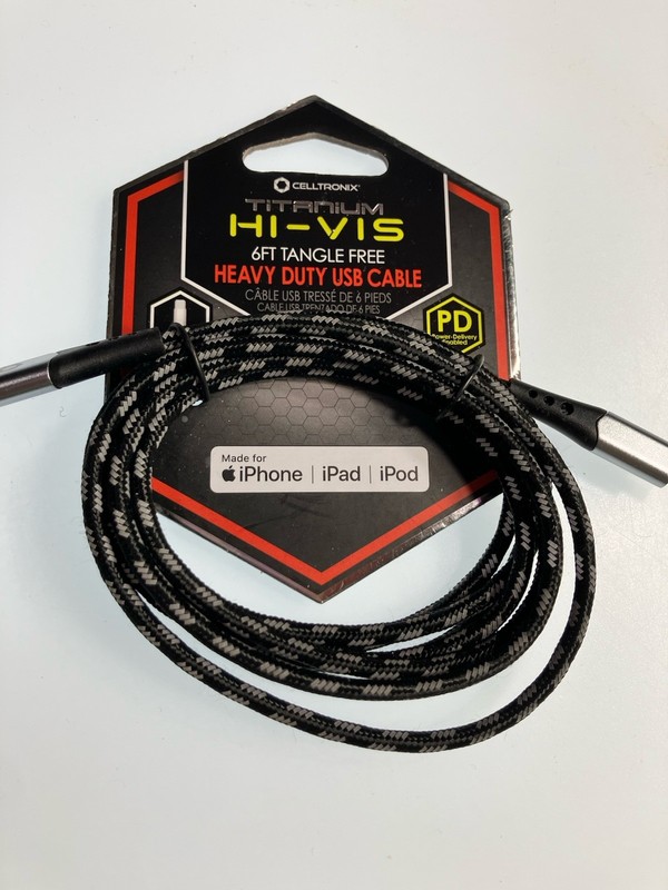 Titanium Hi-vis 6’ft Tangle Free Heavy Duty USB Cable Type-C Connector gallery