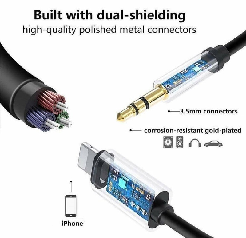 For Phone 7 8 XR 11 12 13 Pro Max 8 Pin to 3.5mm AUX Audio Car Adapter Cord lot gallery