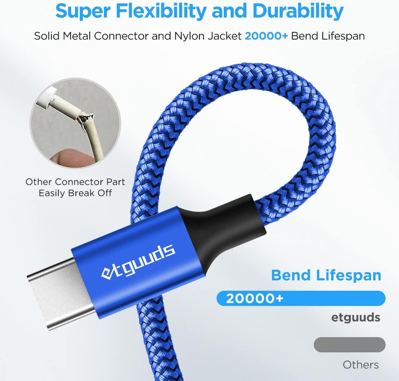 USB to USB C Cable 2Ft, 2-Pack USB a to Type C Charger Cord Fast Charging for Sa gallery