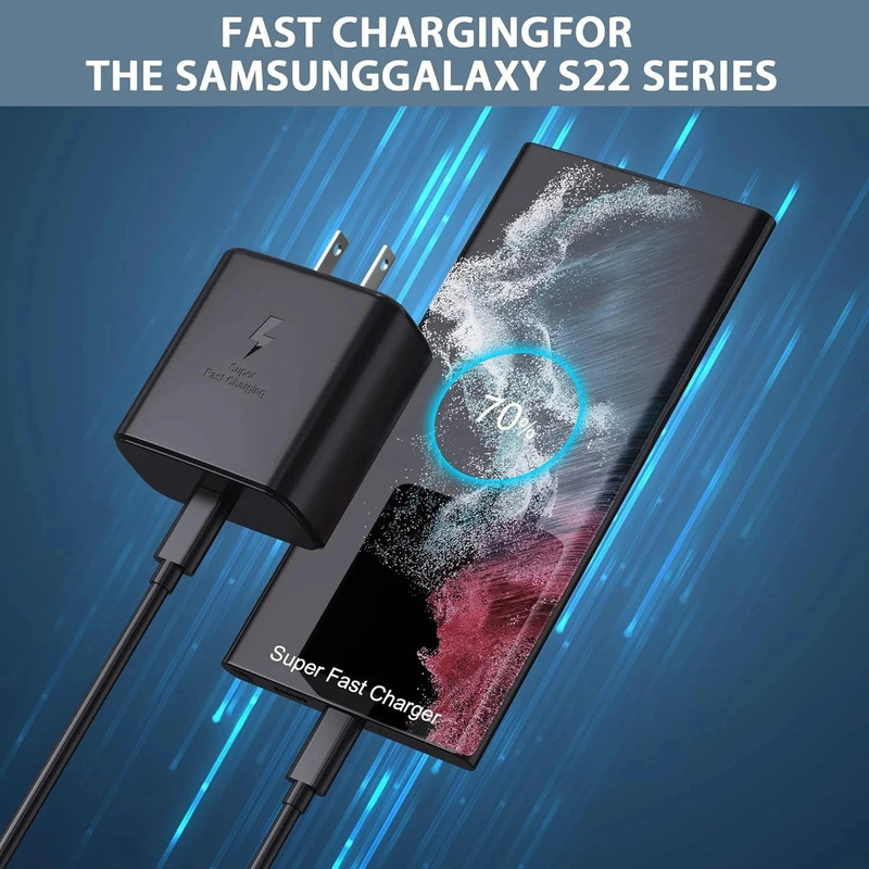 USB C Fast Charger/ Cable 45W PD Adapter for Samsung S25 S24 S23 S22 S21 Black gallery