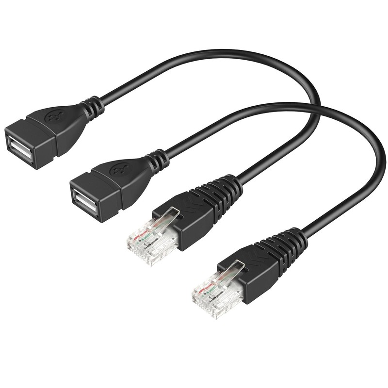 2 PCS USB To RJ45 8P4C Ethernet Converter Gigabit Extension Cable 11.81 In