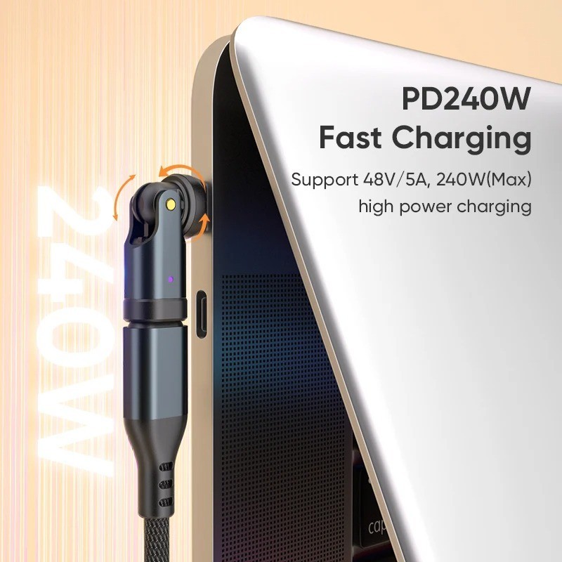 AUFU 240W USB C to USB C Adapter 540° Swivel Type-C Male Female OTG Fast Charger gallery
