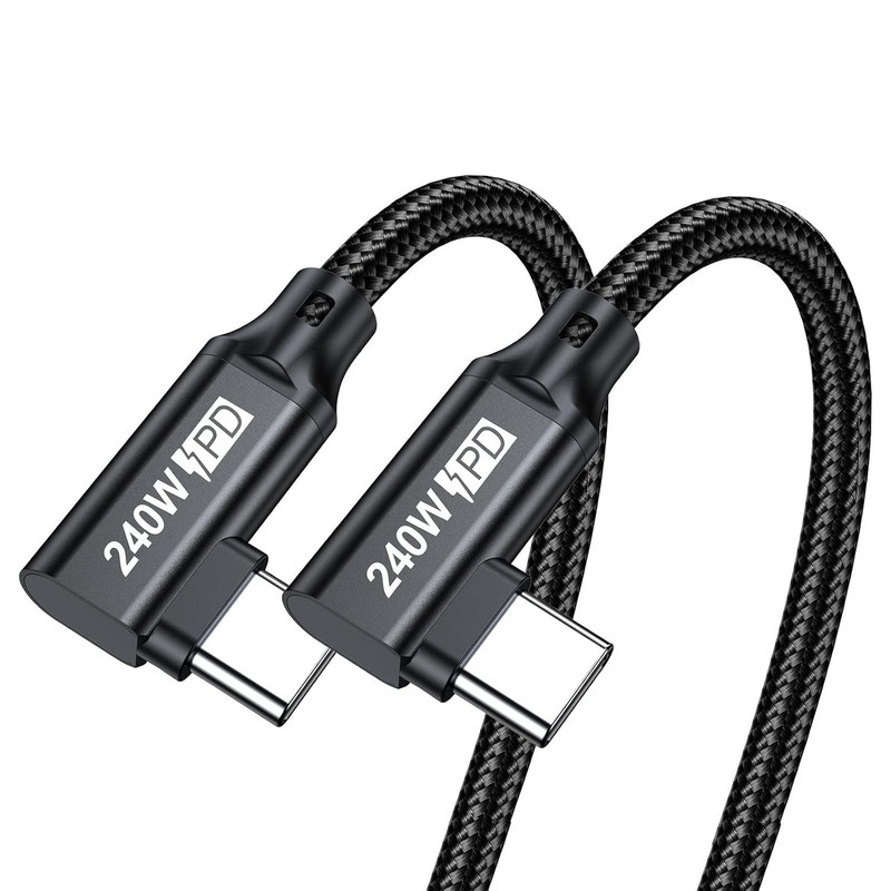 240W USB C to USB C Fast Charging Cable, 1.6FT Right Angle Design for Efficiency