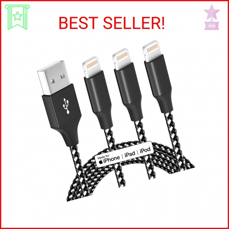 iPhone Charger Fast Charging Cord 3 Pack 10 FT Apple MFi Certified Lightning Cab
