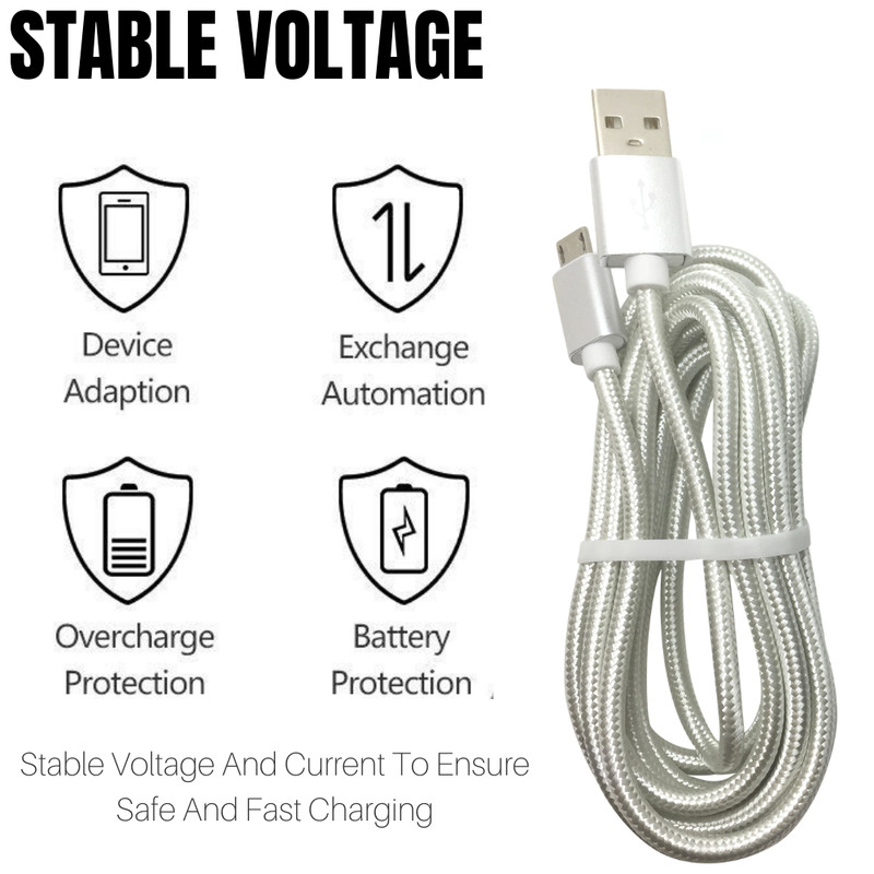 3 Pack 10Ft Braided Micro USB Cable Fast Charging Cord For Samsung HTC Android gallery