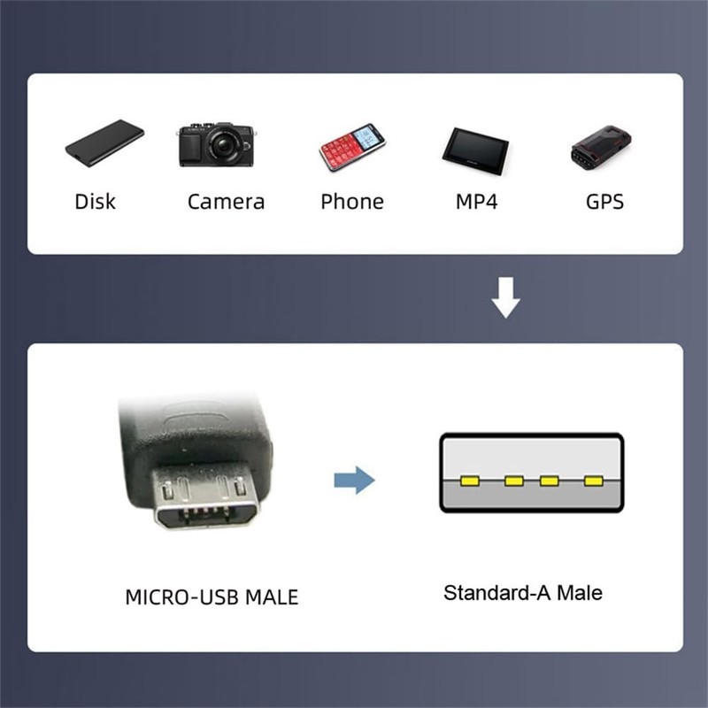 50cm Up Angled 90 Degree Micro USB 2.0 Type 5Pin Type-A Data Charge Cable gallery