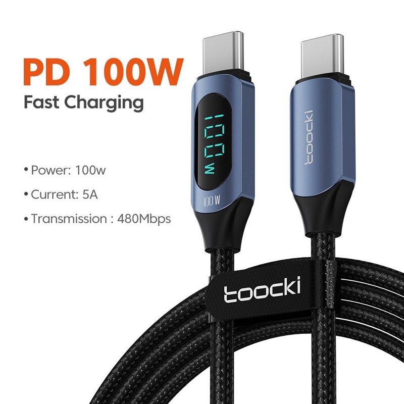 USB Type C to Type C Charging Cable PD 100W Fast Charger Data Cord LED Display gallery