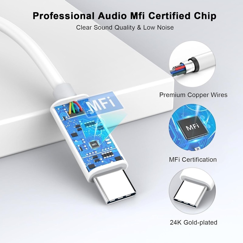 [Apple Mfi Certified] Aux Cord for Iphone 17 16 15, 3.3Ft USB C to 3.5 Mm Aux Au gallery