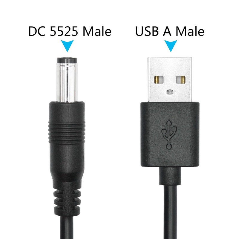 2Pcs USB to DC 5.5mm x 2.5mm Power Cord 3FT USB 2.0 A Male to DC 5.5mm x 2.5m... gallery
