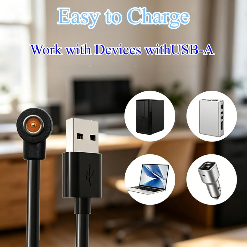 2 Pcs Magnetic Smart Ring Charger Cable, 4Mm 1-Pin Replacement Charging Cord for gallery