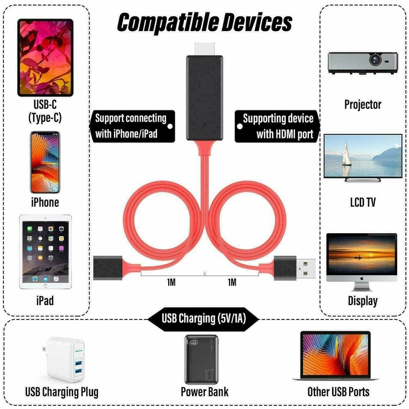 1080P Female USB to HDMI Cable HDTV Adapter for Android IOS Smartphone US gallery