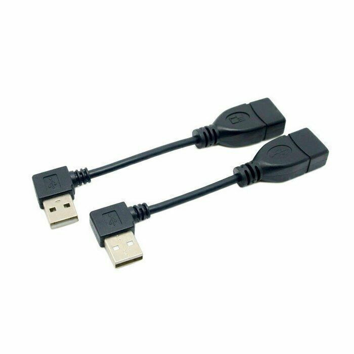 2pcs 90 Degree Left & Right Angled USB 2.0 A Male to USB Female Extension Cable