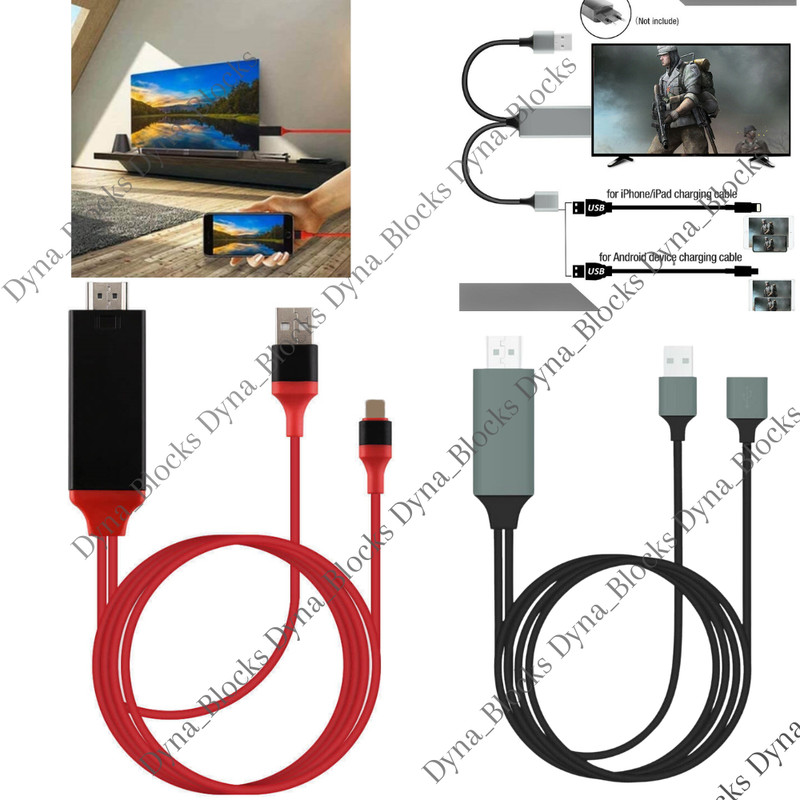 1080P HDMI Mirroring AV Cable for iPhone iPad Android Phone to TV HDTV Adapter