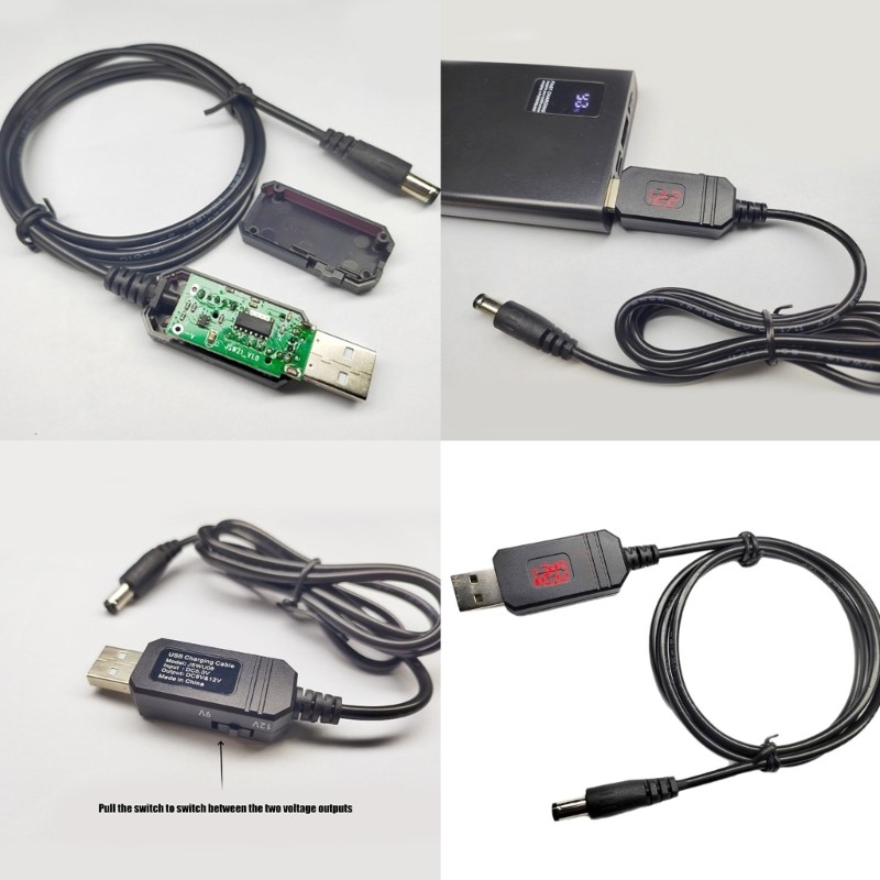 Digital Display Steps Up Converters Cable USB 5V to DC5.5x2.1mm 9V12V Power Cord gallery