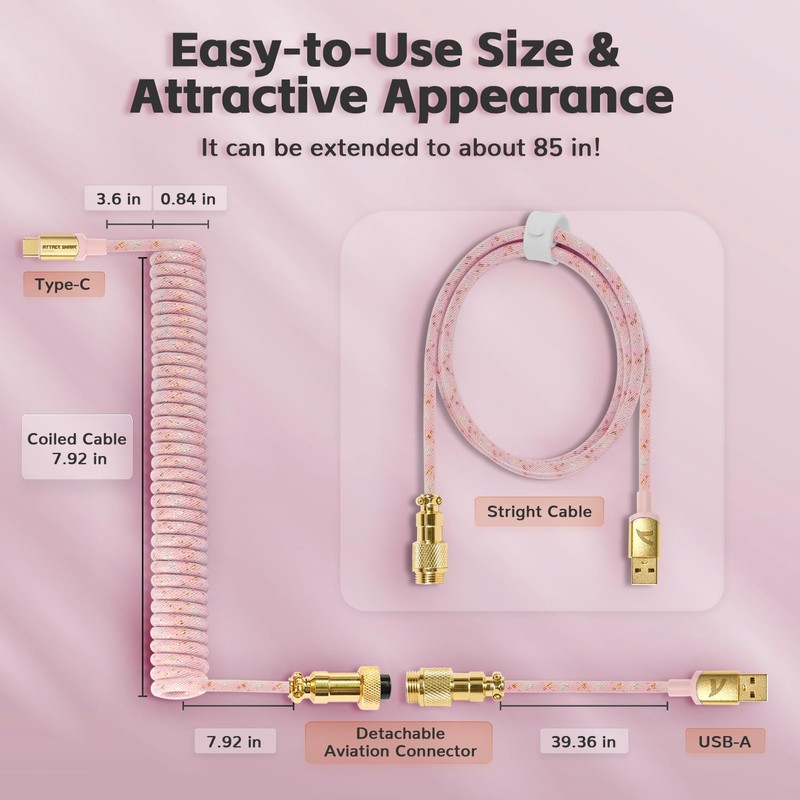 Attack SHAKR C03 Custom Coiled Keyboard Cable for Gaming Keyboard,Detachable ... gallery