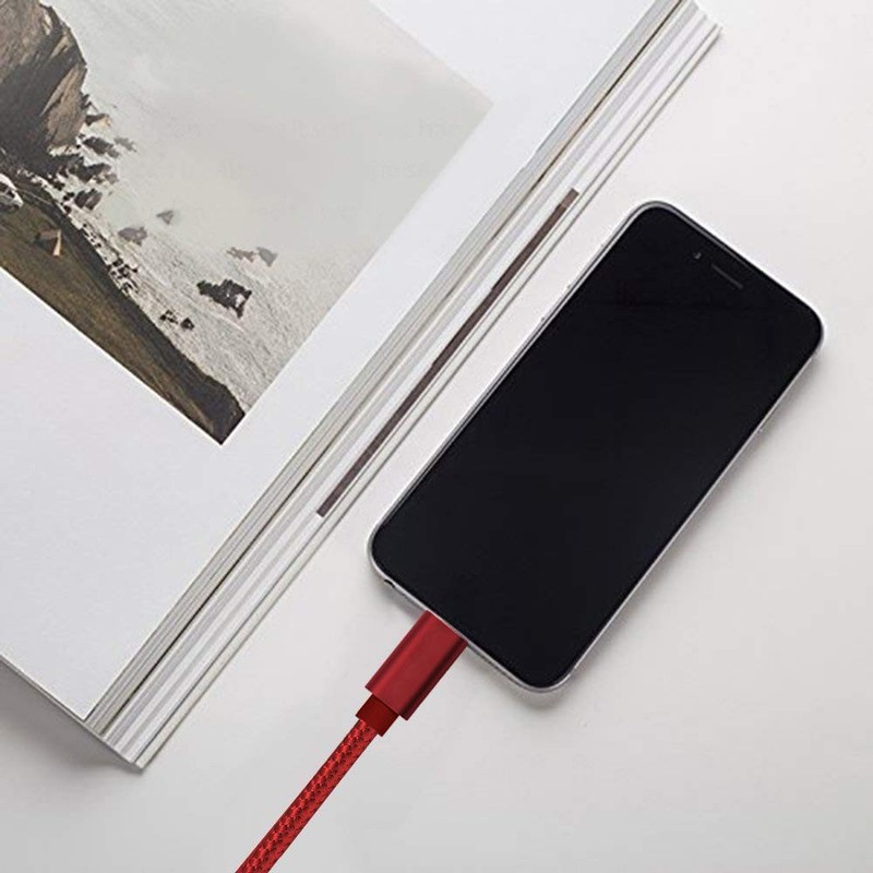 Compatible Phone Cable 2FT 2 Pack Red Nylon Braided Fast Charging USB Cord gallery