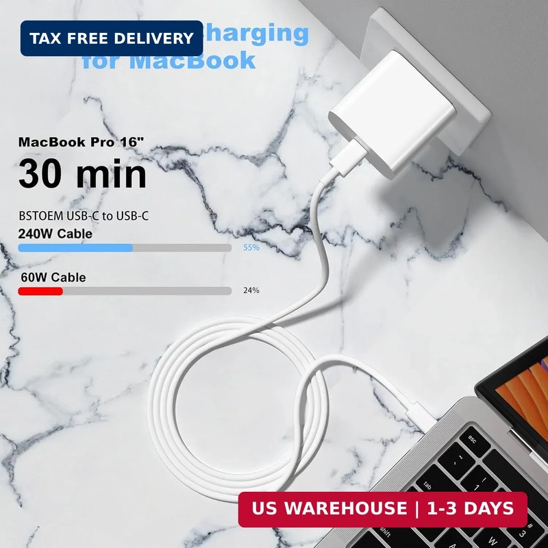 2Pack for Apple USB C to USB C Charging Cable 1ft 240W,Short Type C to Type C Fa gallery
