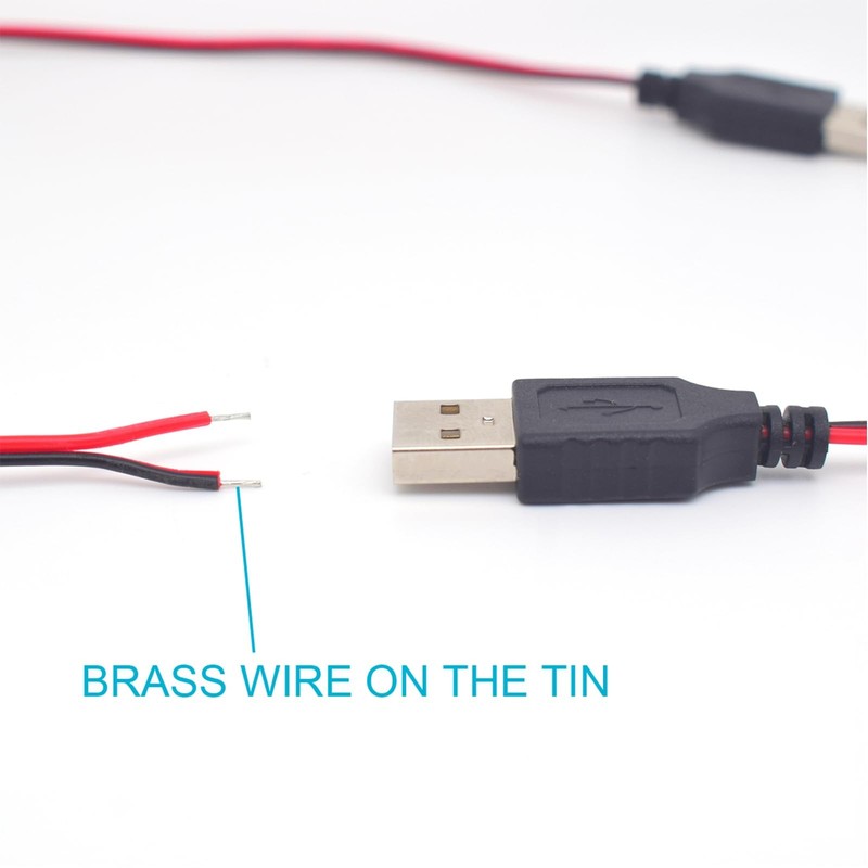 2 PCS 3.3 ft USB 2.0 Male Plug 2-Pin Bare Wire Pigtail Open End Cable gallery