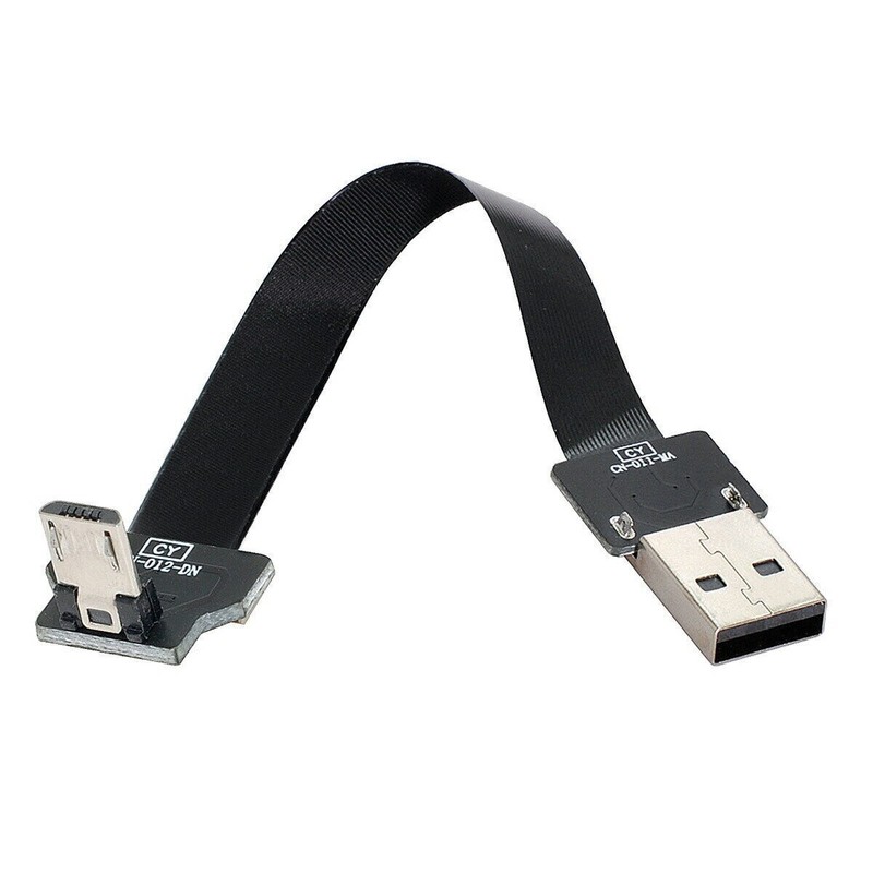Down Angled USB2.0 Type-A to Micro USB 5Pin Data Flat Cable for FPV & Phone gallery