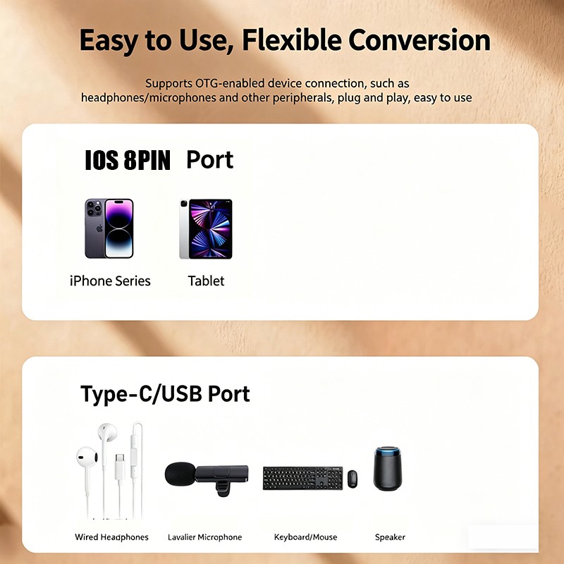 USB Type C to IOS 8 Pin OTG Adapter PD Fast Charging/Data Sync for iPhone iPad gallery