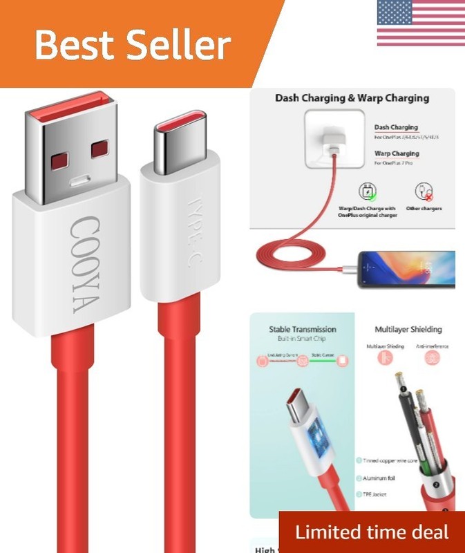 120W for Dash-Charge Cable for OnePlus 7 Pro 8 7T 6, for Warp-Charging Cable …