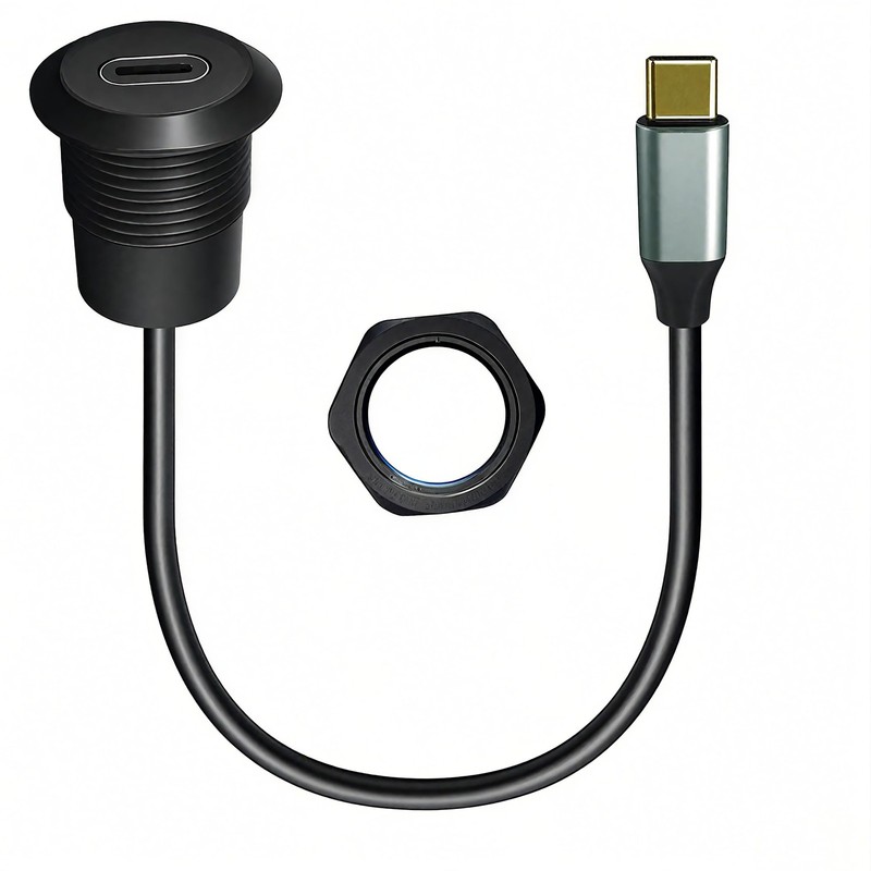 Aluminium Alloy USB Type C 3.1 Male to Female Flush Mount Cable USB-C Waterpr…