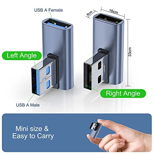 4 Pack USB 3.1 90 Degree Adapter【2*Left Angle】&【2*Right Angle】 USB A Male to ... gallery
