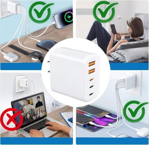 USB C Wall Charger，Multi-Port (3C+2A) Fast Charging Wall Plug with 4FT& 6FT gallery