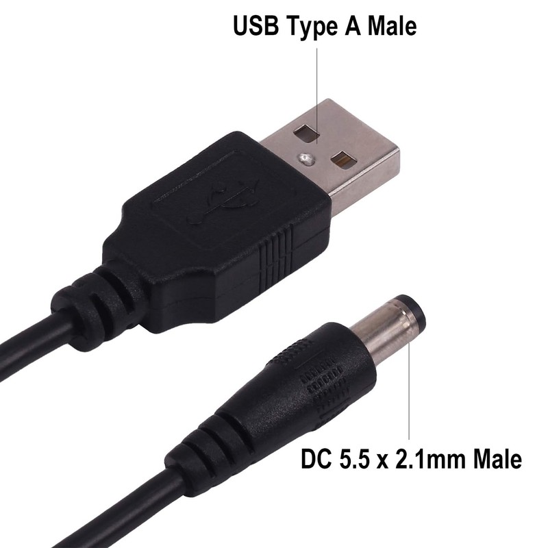 USB to DC 5.5mm Cable 50cm, USB-A to DC5.5mm x 2.1mm Power Plug Connector 5V ... gallery