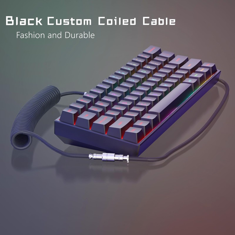 Coiled Keyboard Cable Detachable Aviator TypeC To USBA 5.9 Inch Black gallery