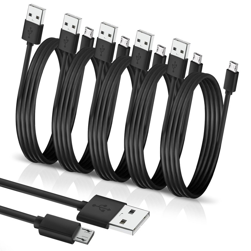 5-Pack 15ft Micro USB Cable Charger & Data Transfer Cord for Kindle Fire HD