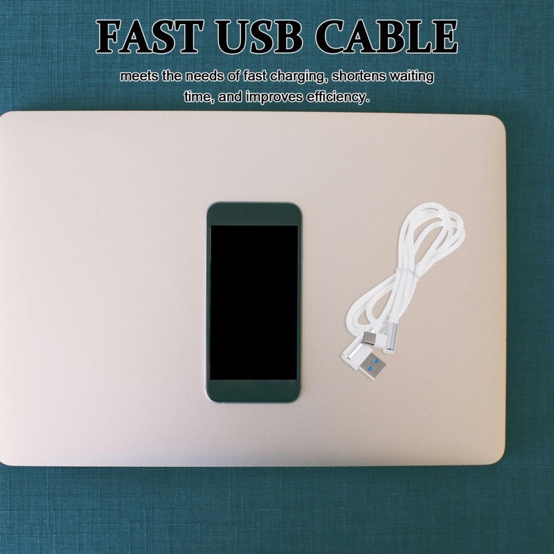 2PCS Fast Charge Type-C Data Cables - Nylon Braided Double Elbow Right Angle gallery