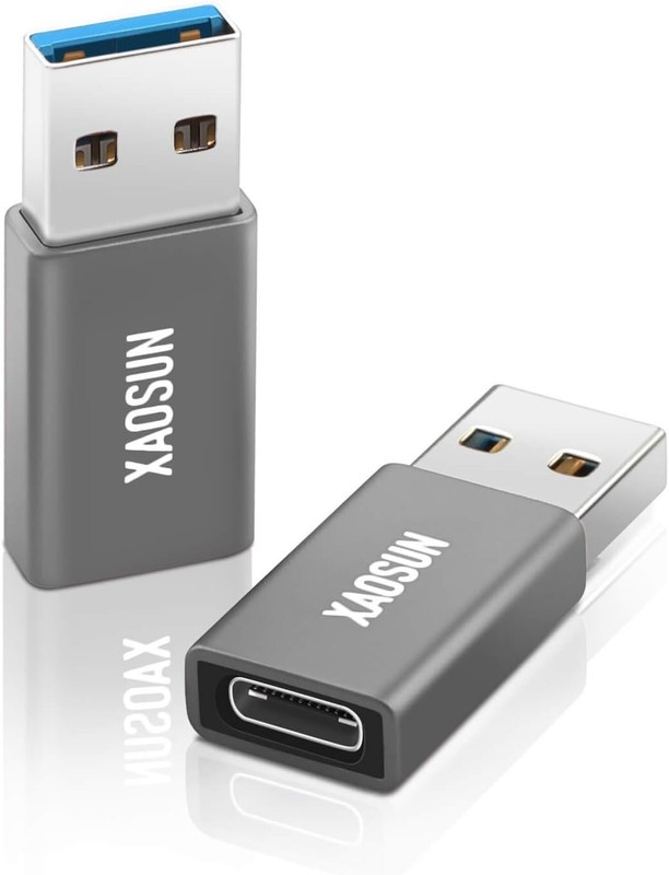 USB C Female to USB Male Adapter 10Gbps Data Sync Fast Charging 2Pk Adapter-Gray