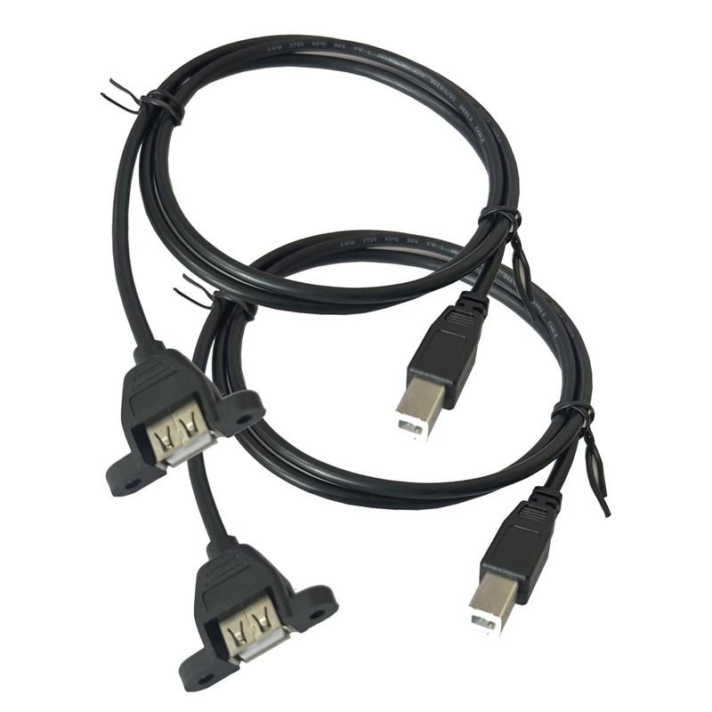 2 PCS USB Printer Cable Type A Female Panel Mount to USB B Male 3ft 1m Cord
