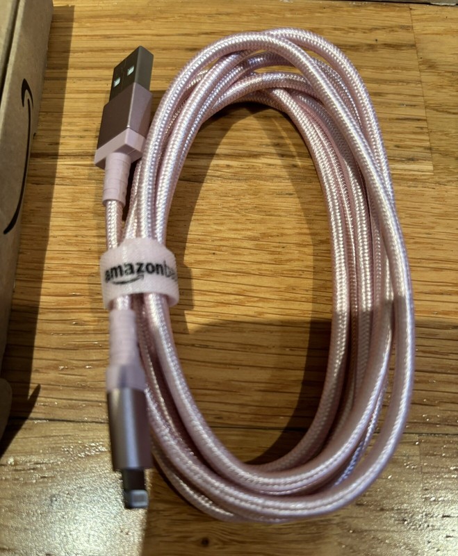 NWT Amazon Basics Charging cord in Rose Gold- 6 feet for iPhone or iPad. gallery