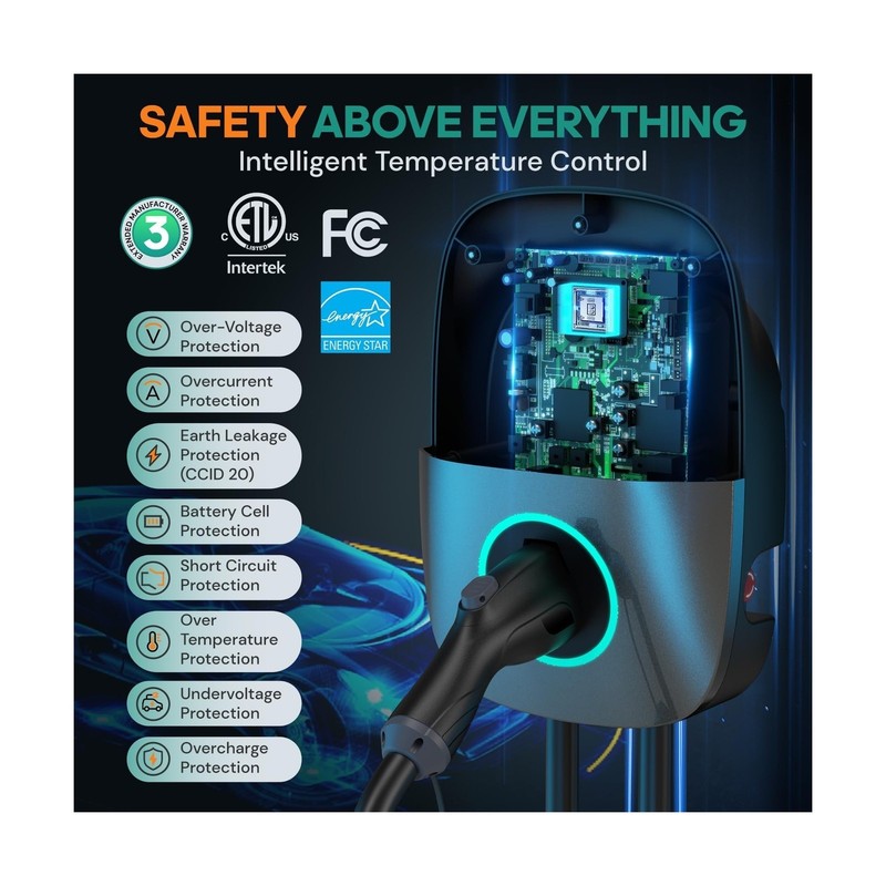 Level 2 EV Charger(WiFi APP/Plug-Play), 48A, 25ft Cable ETL Certified, Home L... gallery