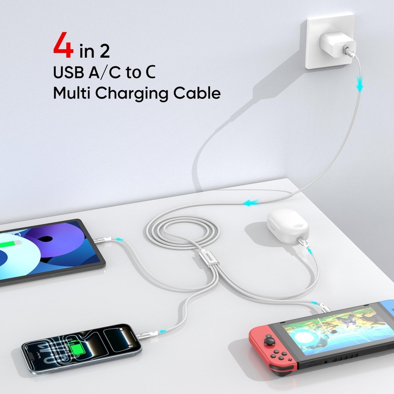 USB C Splitter Multi Charging Cable [2Pack 5ft], USB A/C to USB C QC 3.0 Fast... gallery