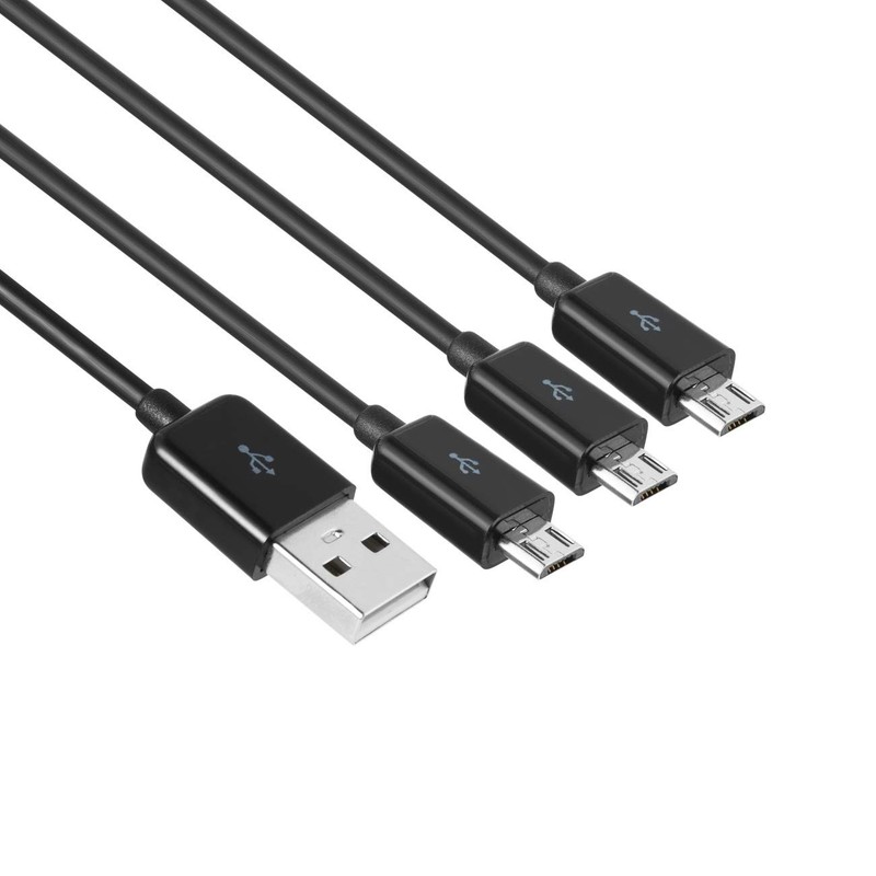 Herfair Micro USB Splitter Cable 3FT, 1 to 3 USB-A 1 3 Micro, Blackness gallery