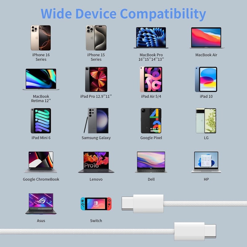 3x Original Carga Rapida USB-C De 100W Cable 10FT Cargador Para iPhone 14 13 12 gallery