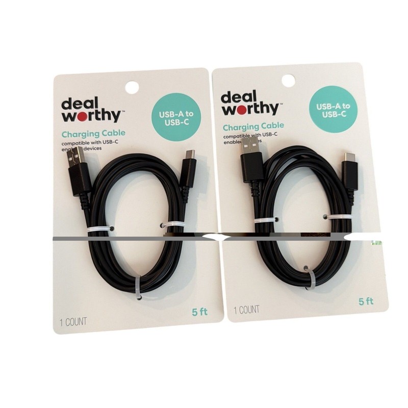 5' Lightning to USB-C Charging Cable - Dealworthy™ White Mfi Certified 2 Pack!